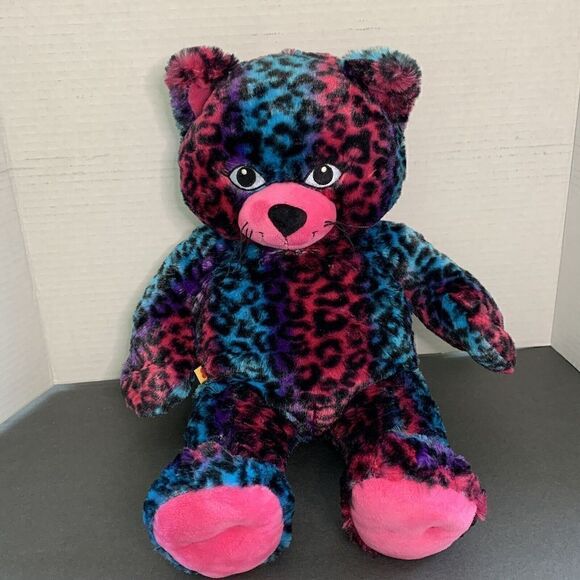 Build A Bear Wild About Spots Plush Leopard Cat Pink Blue Rainbow 18" Retired - Picture 1 of 6